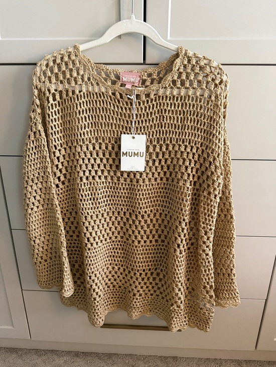 Show Me Your MuMu Sweaters - Show Me Your MuMu Crochet Open-Knit Sweater in Tan